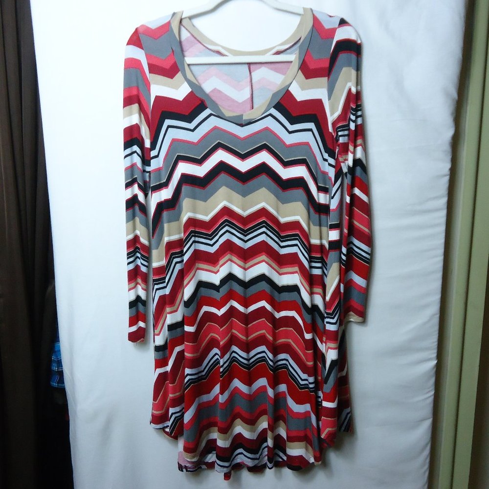 Reborn J Chevron Print Multi Color A Line Dress - image 1